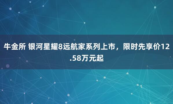 牛金所 银河星耀8远航家系列上市，限时先享价12.58万元起